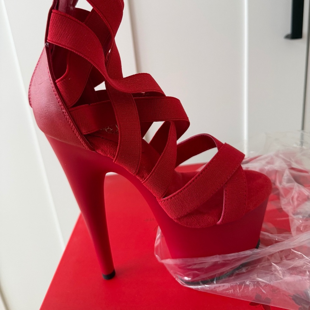 Pleaser Adore-700 Red Platform Heels – Size 5♥️✨ - Picture 3 of 6